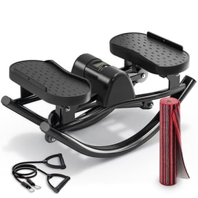 Upgraded Rock Stepper 2.0 for Exercise at Home, Rocking Stepper Side to Side, Low-Impact Knee-Friendly Exercise Machine with Resistance Bands, LCD Monitor & 330 LBS Capacity, Full Body Workout