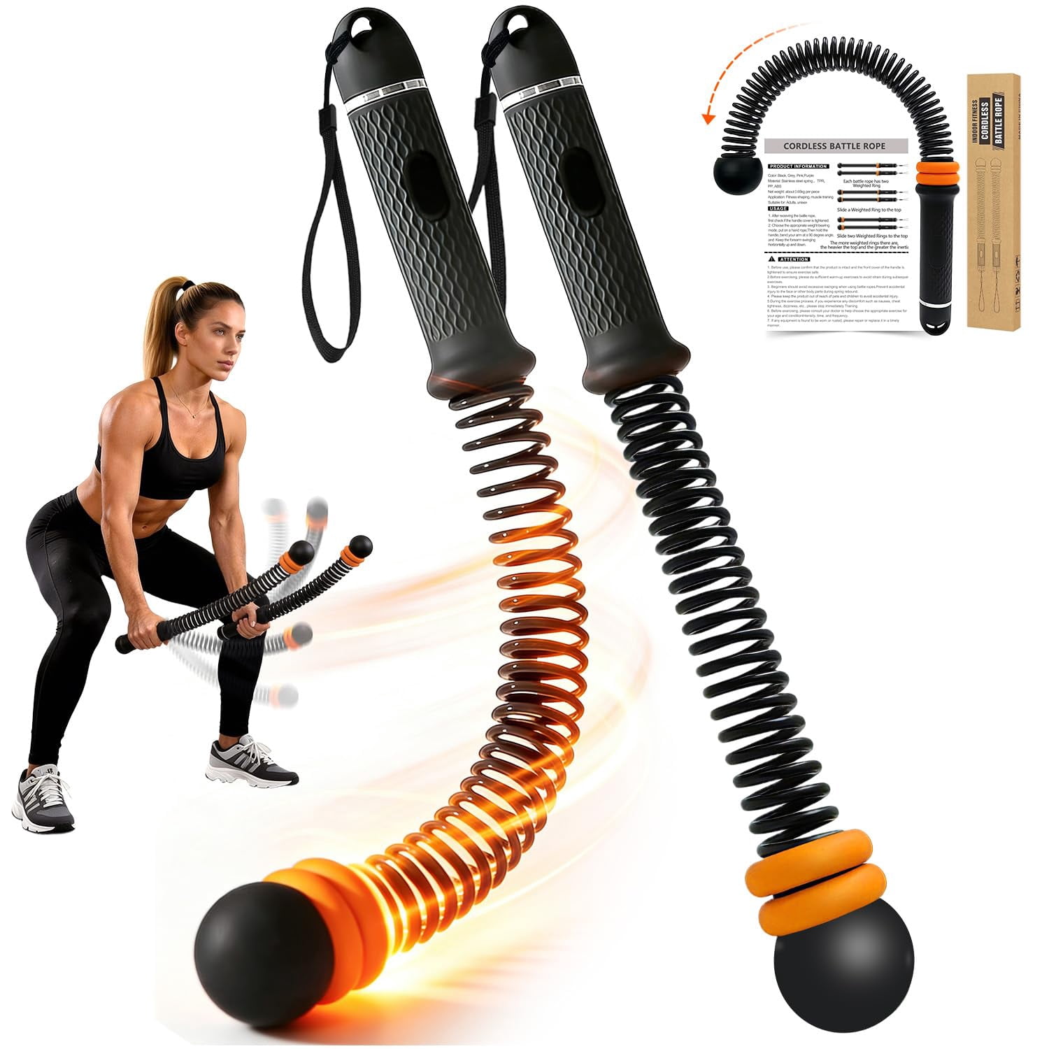 Upgraded Ropeless Battle Ropes Weighted Cordless Workout Equipment For ...