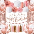 thumbnail image 1 of Upgraded Rose Gold Pink Birthday Party Decorations with Happy Birthday Banner,Curtains, Butterfly Wall,Circle Dots Garland,Tissue Pompoms,Paper Tassels Garland for Women Birthday Party Decorations, 1 of 6