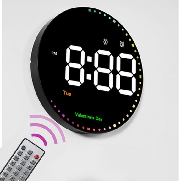 Upgraded Round Clock Multi-function Remote Control Clock Living Room Wall Clock Home Decoration Digital Electronic Clock Silent Clock Colorful And Smart Clock