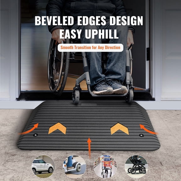 Upgraded Rubber Threshold Ramp,3.5"Rise Door Ramp with 1 Channel,Natural Rubber Car Ramp with Non-Slip Textured Surface,33069 lbs Load Capacity Curb Ramp for Wheelchair&Scooter