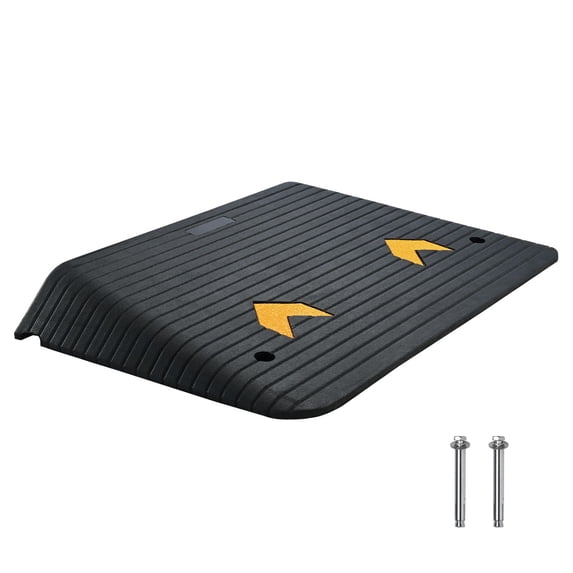 Upgraded Rubber Threshold Ramp, 4" Rise Door Ramp with 1 Channel, Natural Rubber Car Ramp with Non-Slip Textured Surface, 33069 lbs Load Capacity Curb Ramp for Wheelchair and Scooter