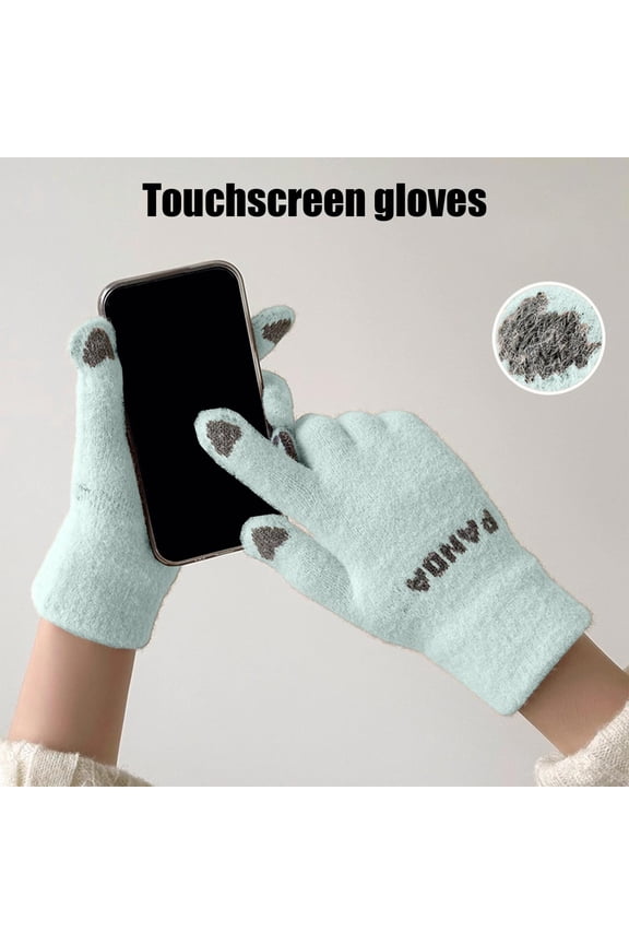 Upgraded Rufa Pandas Cute Fleece-Lined Thick Gloves Unisex Winter Warm Gloves Student Cycling Windproof And Cold-Resistance Touchscreen Gloves Q