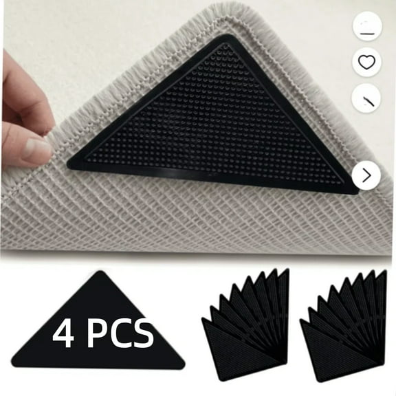 Upgraded Rug Grippers, 4 Pcs Non-Slip Rug Pad for Hardwood & Tile, No Residue Washable Rug Tape Gripper, Reusable Rug Stopper for Carpet & Laminate
