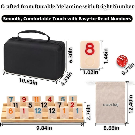 Upgraded Rummy Cube Game Set with 6 Wooden Holders, 162 Tiles, Travel & Family Board Game for All Ages