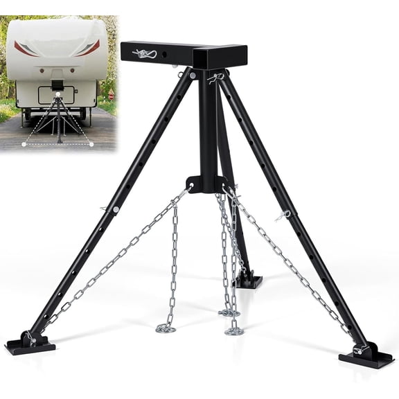 Upgraded Rv Hitch Mount Tripod Stabilizer Adjustable 18.5"-31.5" Camper Rear Bumper Tripod Jacks 5000 Lbs Stabilizer Fit for 2" Hitch Receivers