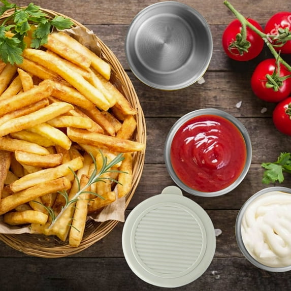 Upgraded Salad Dressing Container Leakproof Reusable Stainless Steel Small Container With Lid Sauces Containers For Lunch Box Picnics Travel J