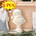thumbnail image 1 of Upgraded Santa Bust Christmas Tabletop Decoration White Resin Holiday Figurine Classic Santa Claus Bust Elegant Christmas Table Decor 6 Inch (2PCS), 1 of 5