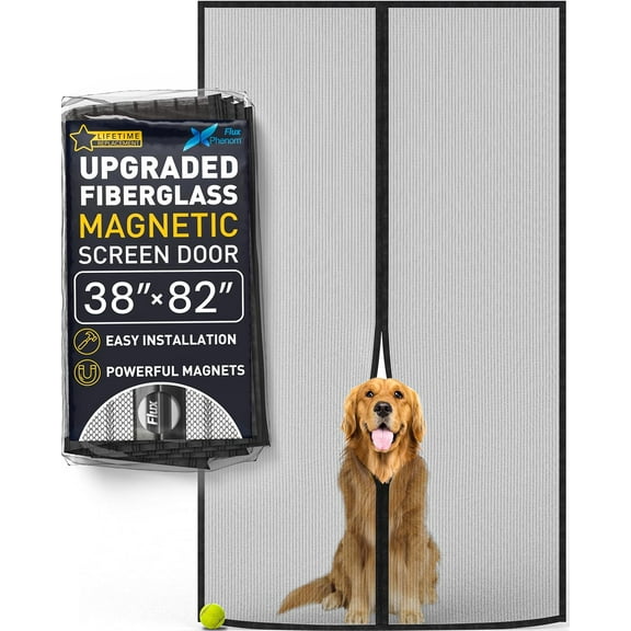 Upgraded Screen Door Mesh 38x82 Inch – Easy Install, Strong Magnet Strength, Pet Tested, Hands-Free Entry, Door Screen Magnetic Closure, Keeps Bugs Out