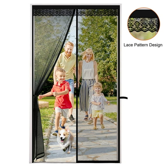 Upgraded Screen Door with Magnets Fits 38" x 82" Size Doors with Locking Strips & Lace Door Head