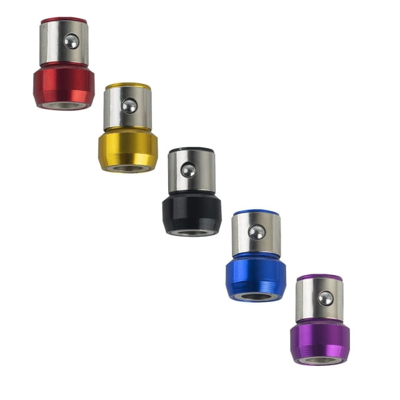 Upgraded Screwdriver Head Magnetic Ring, 0.59x0.82in Universal Screw Magnetizer Ring, Metal Magnetic Screw Holder Toolfor Hex Screwdriver & Power Bits (5Pcs,Yellow+Red+Blue+Green+Purple)