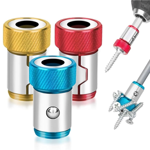 Upgraded Screwdriver Head Magnetic Ring, 1/4 Inch/6.35mm Universal Screw Magnetizer Ring for Hex Screwdriver & Power Bits, Metal Magnetic Screw Holder Tool for Fastening & Repair