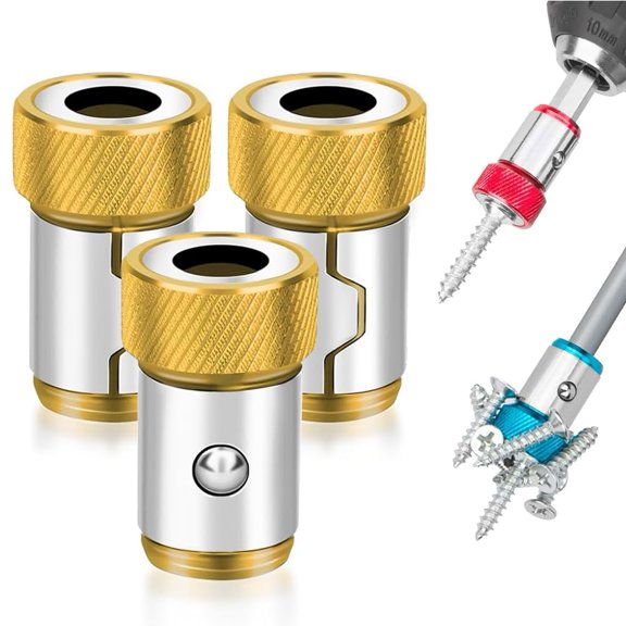 Upgraded Screwdriver Head Magnetic Ring, 1/4 Inch/6.35mm Universal Screw Magnetizer Ring for Hex Screwdriver & Power Bits, Metal Magnetic Screw Holder Tool for Fastening & Repair