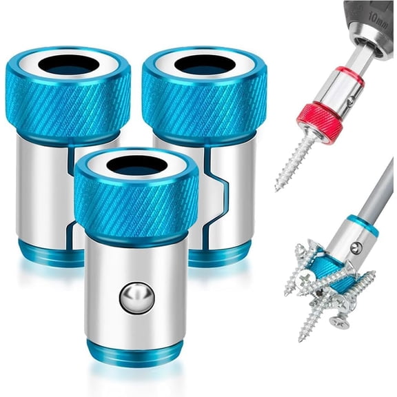 Upgraded Screwdriver Head Magnetic Ring, 1/4 Inch/6.35mm Universal Screw Magnetizer Ring for Hex Screwdriver & Power Bits, Metal Magnetic Screw Holder Tool for Fastening & Repair(Blue)
