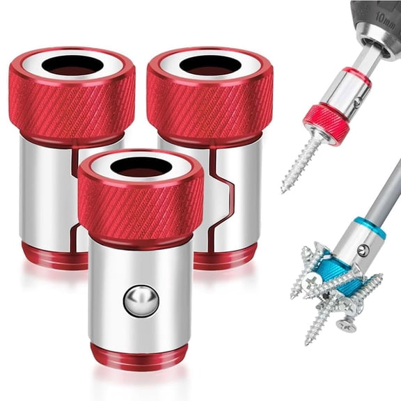 Upgraded Screwdriver Head Magnetic Ring, 1/4 Inch/6.35mm Universal Screw Magnetizer Ring for Hex Screwdriver & Power Bits, Metal Magnetic Screw Holder Tool for Fastening & Repair