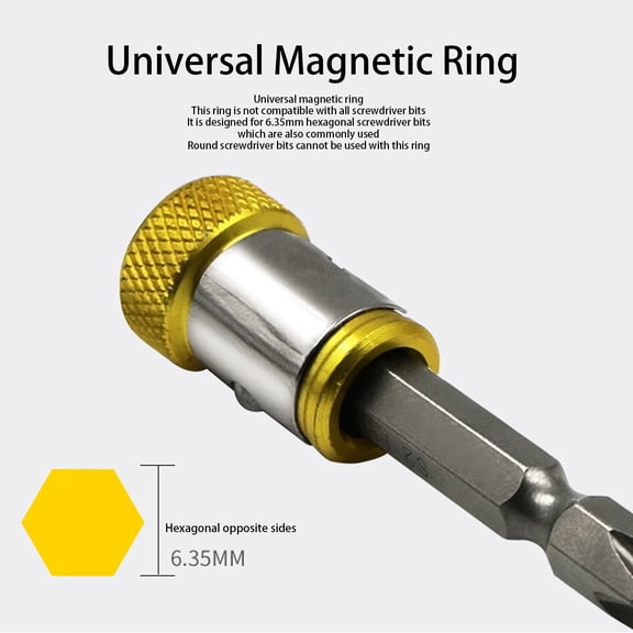 Upgraded Screwdriver Head Magnetic Rings 1/4 Inch Universal Magnetizer For Hex Screwdriver Bits,Yellow