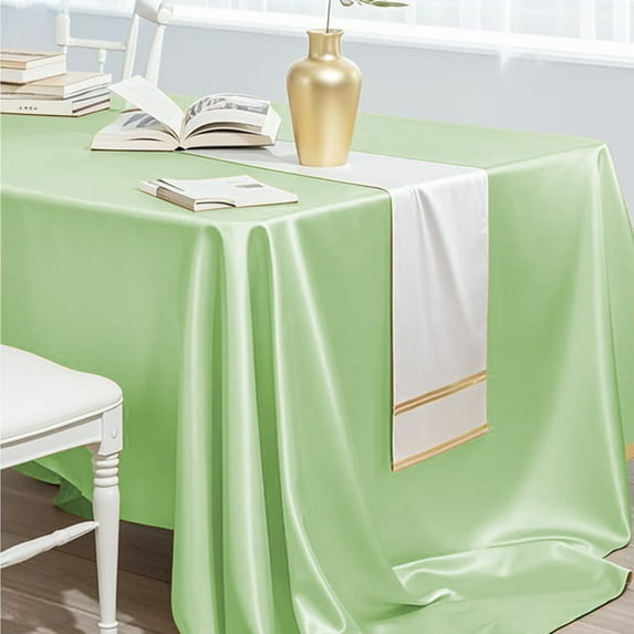 Upgraded Seamless Satin Tablecloth Rectangular Silkys Soft Tablecloth Smooths Fabric Table Decoration Suitable For Restaurant Wedding Banquet Party Event Decoration D