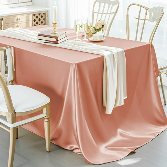 Upgraded Seamless Satin Tablecloth Rectangular Silkys Soft Tablecloth Smooths Fabric Table Decoration Suitable For Restaurant Wedding Banquet Party Event Decoration I