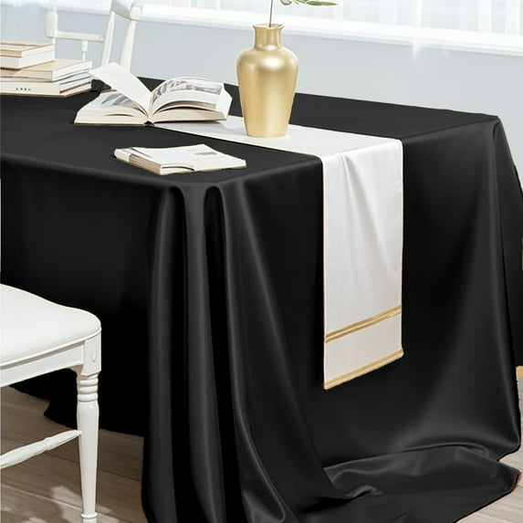Upgraded Seamless Satin Tablecloth Rectangular Silkys Soft Tablecloth Smooths Fabric Table Decoration Suitable For Restaurant Wedding Banquet Party Event Decoration C
