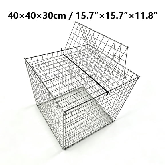Upgraded Self-Falling Rotation Animal Trap Cage, Touch Pedal Auto Drop, Heavy-Duty Metal Wire Mesh, 40cm x 40cm x 30cm