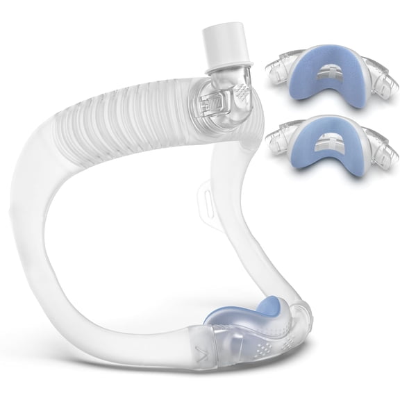 Upgraded Set for Airtouch N30i & Airfit N30i with 2 Nasal Pillow Cushion (Fleece & Fabric) Frame & Elbow Secure Seal Mask for Warm & Quiet Sleep Easy to Use CPAP Supplies No Headgear Blue-Medium