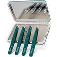 thumbnail image 1 of Upgraded Sharp Precision Tweezers for Facial Hair & Chin Hair, Slanted Design Women Men Eyebrow Plucker, Great with Travel Mirror Case (Green), 1 of 4