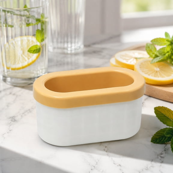 Upgraded Silicone Ice Maker Bucket, Large Capacity Portable Ice Mold, Space Saving Freezer Cubes Container, Reusable Beverage Chiller for Cocktails, Yellow