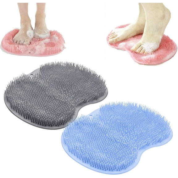 Upgraded Silicone Massage Bath Mat,Extra Large 9" x 11.8" Non-Slip Shower Mat with Strong Suction Cups,Fast-Dry Diamond Texture for Exfoliating Feet,Back & Body, Easy to Clean & Wall Mountable