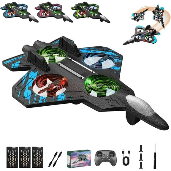 Upgraded Skyriders RC Jet, 360 Flip Stunt Fighter Jet Drone with LED Lights, Foam Remote Control Airplane Flying Toy, RC Plane Jets for Beginners Great Christmas Birthday Gifts