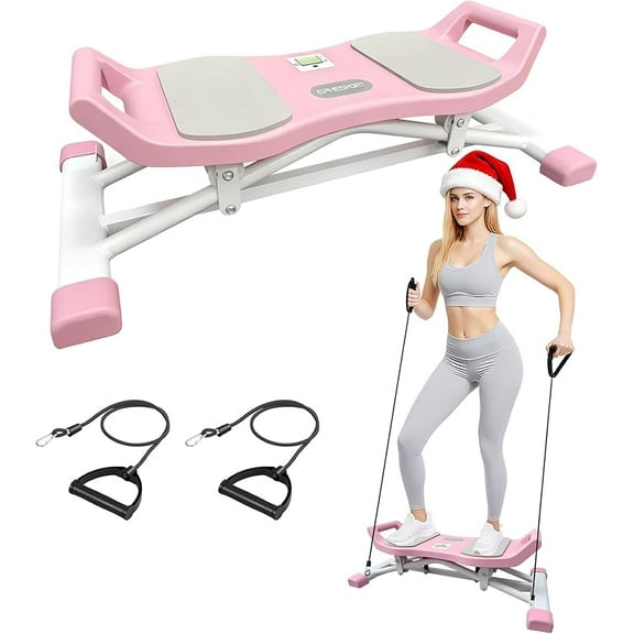 Upgraded Slide Steppers for Exercise at Home, Balance Board, Wobble Board with Resistance Bands, Portable Ski Balancing Machine Featuring LCD Monitor, Full Body Cardio Workout Equipment