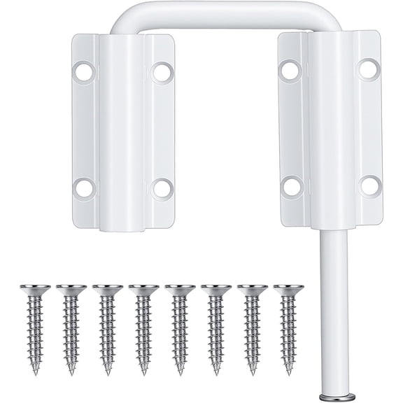 Upgraded Sliding Door Loop Lock, 2-3/8 Inch U-Shaped Loop Latch, 90/180 Degree Stainless Steel U Sliding Door Lock Latch for Barn, Garden, Fence Gate, Window - Sturdy and Long-Lasting (White-1PC)