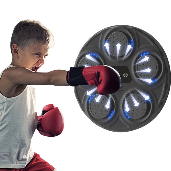 Music Boxing Machine, Wall Mounted Bluetooth Punching Trainer with Boxing Gloves, Intelligent LED Boxing Target Workout Machine for Home or Gym Use