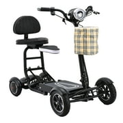 Dragon Mobile 4 Wheel Electric Folding Powered Wheelchair w/ Front Basket, Collapsible Mobility Scooter for Adult, Senior & Elderly - Black