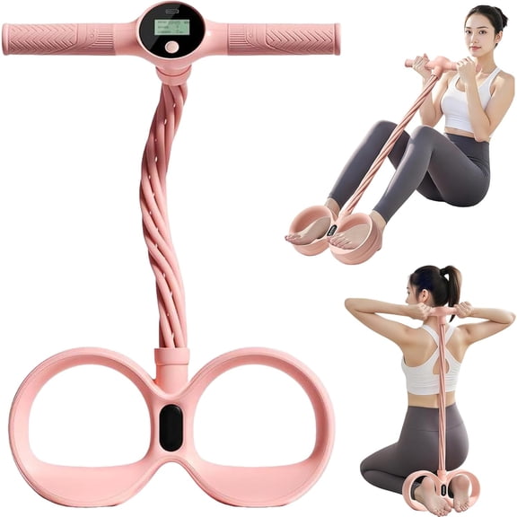 Upgraded Smart Foot Pedal Puller, 6 Tube Pedal Puller Resistance Band with Digital Counter & Handles, for Full Body Stretching, Yoga, Home Workout