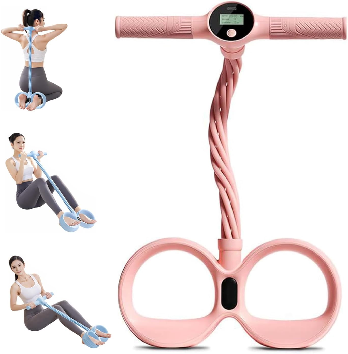 Upgraded Smart Foot Pedal Puller, 6 Tube Pedal Puller Resistance Band with Digital Counter & Handles, for Full Body Stretching, Yoga, Home Workout