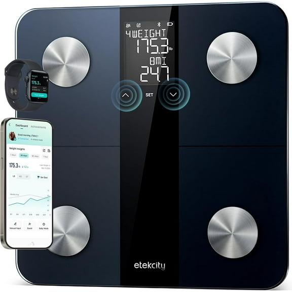 Upgraded Smart Scale for Body Weight, Bathroom Digital Scale with BMI, Body Fat, Muscle Mass, 13 Metrics with a Lar Display, Support Offline Mode and Apps Connection