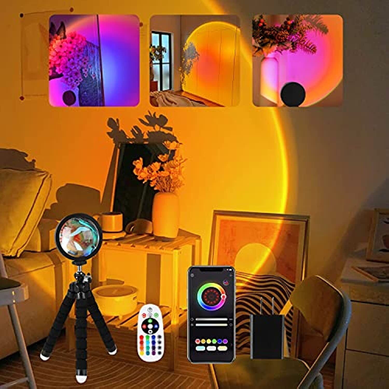 [Upgraded]Smart Sunset Lamp Projection, 16 Colors LED Sunset Projection ...