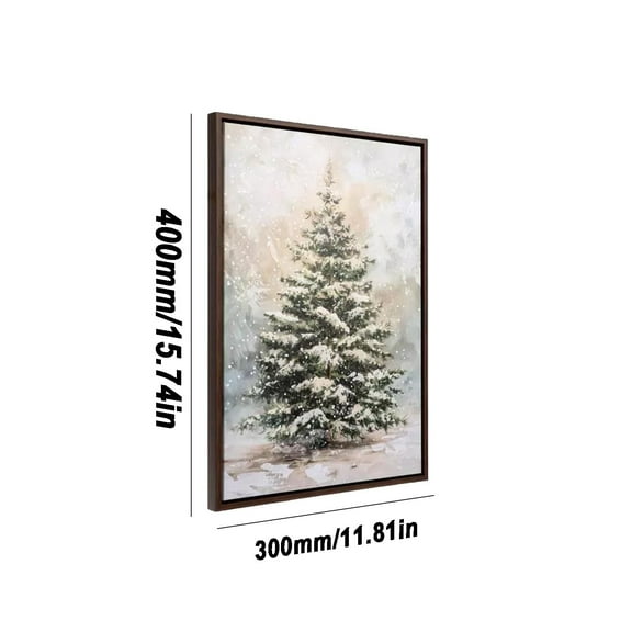 Upgraded Snowy Tree Light Up Canvas Wall Decor Rustic Christmas Tree Framed Wall Art Picture Painting Artwork with Pine Tree and Soft Lights Light Up Xmas Framed Print Poster Christmas Decorations