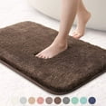 thumbnail image 1 of Upgraded Soft Absorbent Non Slip Bath Mat 16"x24" Fluffy Thick Microfiber Cozy Throw Bathroom Rugs with Waterproof Backing for Tub Shower Kitchen Bathroom Floors Accessories (Chocolate), 1 of 8