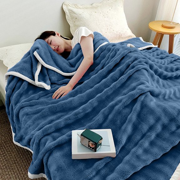 Upgraded Soft Fleece Blanket Warm And Soft Layer Double-sided All-season Solid Color Blanket N