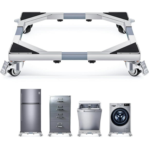 Upgraded Stainless Steel Appliance Dolly with Wheels 21-28 Inch Washing Machine Roller Heavy Duty 700 Lbs Furniture Cart with Wheel Flat Dollies for Washer and Dyer, Fridge, Cabinet, Boxes