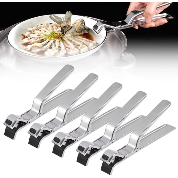 Upgraded Stainless Steel Hot Plate Gripper,1/2/3/5pcs Non-Slip Design for Secure Grip & Heat Protection,Anti-Scald Multi-Purpose Tongs for Microwave,Oven,Air Fryer,Steamer,Pots & Bowls