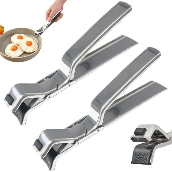 Upgraded Stainless Steel Hot Plate Gripper, Anti-Scald Kitchen Tongs with Secure Locking Grip for Lifting Hot Bowls, Pots, Pans, and Dishes, Dishwasher Safe & Heat Resistant Cooking Utensil