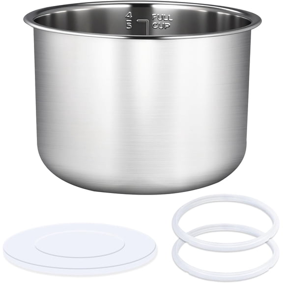 Upgraded Stainless Steel Inner Pot for  Pot 6 Quart, -Grade 304(18/8) Stainless Steel, with 2 Sealing Rings & 1 Sealing Lid, 3-Year Warranty
