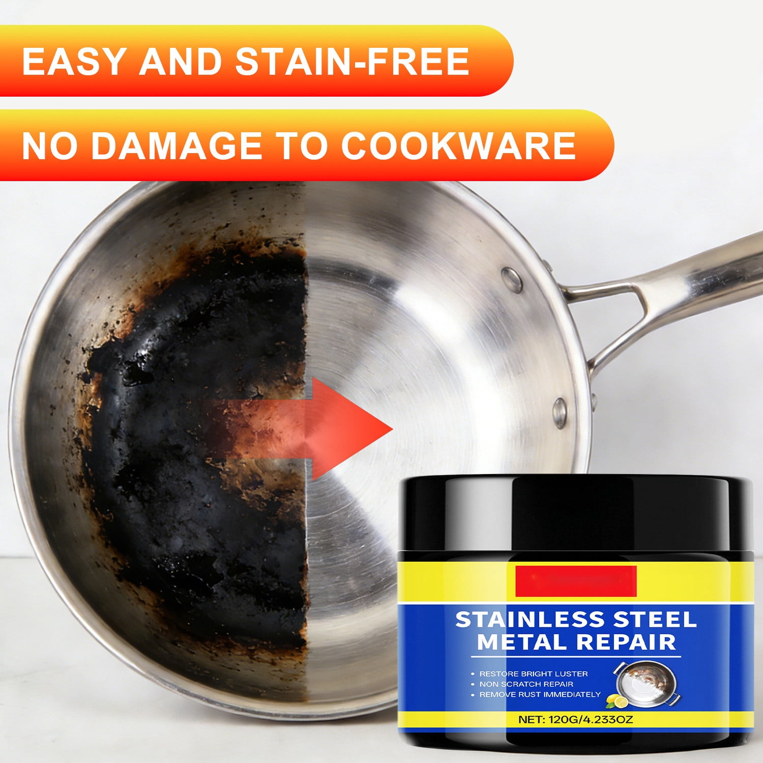 Upgraded Stainless Steel Metal Repair Paste - Rust Remover And Polish ...