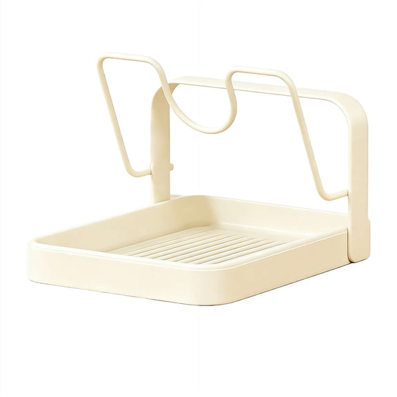 Upgraded Stainless Steel Pot Lid Holder, Single Layer Kitchen Organizer with Removable Drip Tray, Spoon & Spatula Rest for Stovetop, Space-Saving Multifunctional Rack