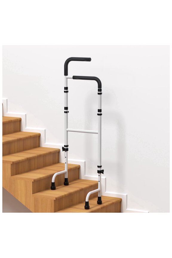 SAFH Stair Climbing Assist Cane, Height Adjustable with Anti-Slip Handle & Stabilizing Feet, 300lbs Capacity for Seniors, Post-Surgery, Standard Steps