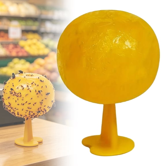 Upgraded Sticky Hanging Ball with Base, Sticky Fruit Fly Trap Balls, Sticky Insect Traps, Reusable Yellow Sticky Traps, Hanging Insect Catcher for Plants, Indoor Outdoor Insect Traps Bug Traps,Orange