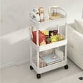 thumbnail image 1 of Upgraded Storage Cart – Kitchen 3-Tier Utility Trolley with Handle & Wheels, White Home Storage and Organization, 1 of 6
