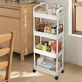thumbnail image 1 of Upgraded Storage Cart – Kitchen 4-Tier Utility Trolley with Handle & Wheels, White Home Storage and Organization, 1 of 6